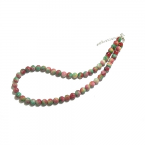 Red Pink and Green Beaded Watermelon Jade Necklace Red Pink and Green Beaded Watermelon Jade Necklace